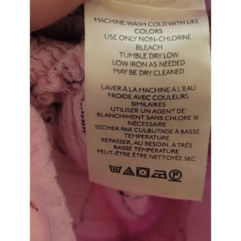 Free People Lunar Cove Women’s Pink Check Flowy Pants with Side Slits Size XS